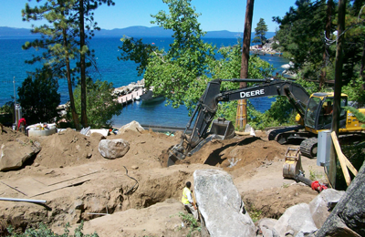 Lake Tahoe shoreline construction